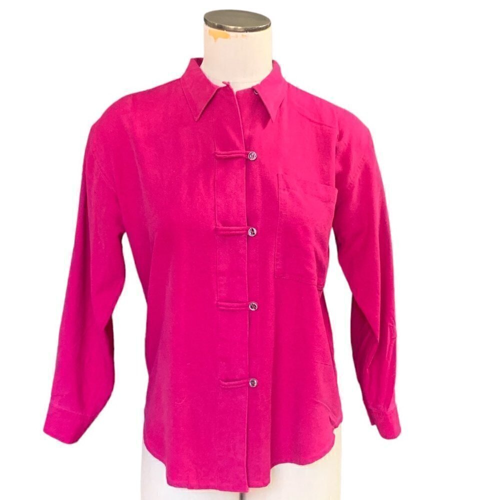 Jonathan Martin Silk Button Front Shirt Sz P Pink #140E